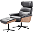 Relaxfauteuil Muria met hocker zwart