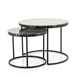 Bijzettafelset Romeo rond marmer zwart