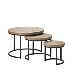 Bijzettafel Set Oltia Houtstructuur en Metaal