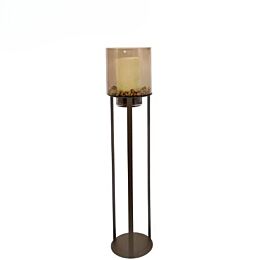 Kaarsenstandaard Metal Metallic Brown Round Large