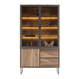 Buffet Trapani 120 Cm - 2-Glasdeuren + 1-Deur + 2-Laden (+ LED)