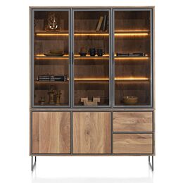 Buffetkast Trapani 160 Cm - 3-Glasdeuren + 2-Deuren + 2-Laden (+ LED)