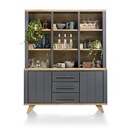 Jardin, Buffet 160 Cm - 2-Deuren + 3-Laden + 9-Niches - Antraciet