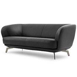 3-Zitsbank Flint  Zwart Leer