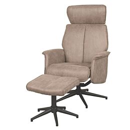 Fauteuil Verdal Taupe Micro Suede - Incl. Hocker