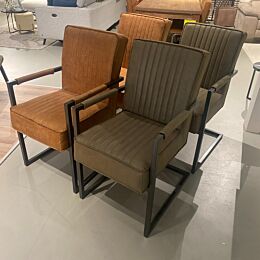 Profijt Meubel Eetkamerstoelen Taylor donkergroen en cognac