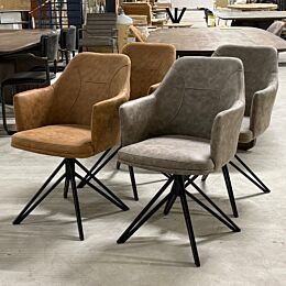 Draaistoel Set Taupe & Cognac